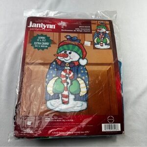 Janelynn Jolly Snowman Cross Stitch Vintage Knit Box Set Plastic Yarn Craft